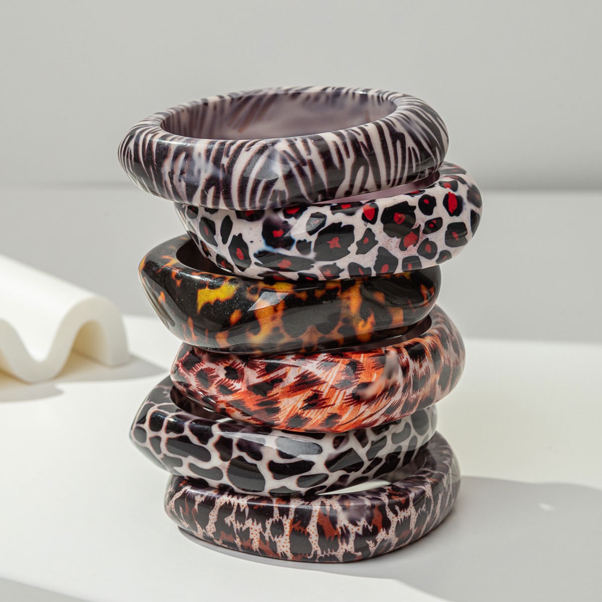 Leopard Print Resin Bangle Bracelet