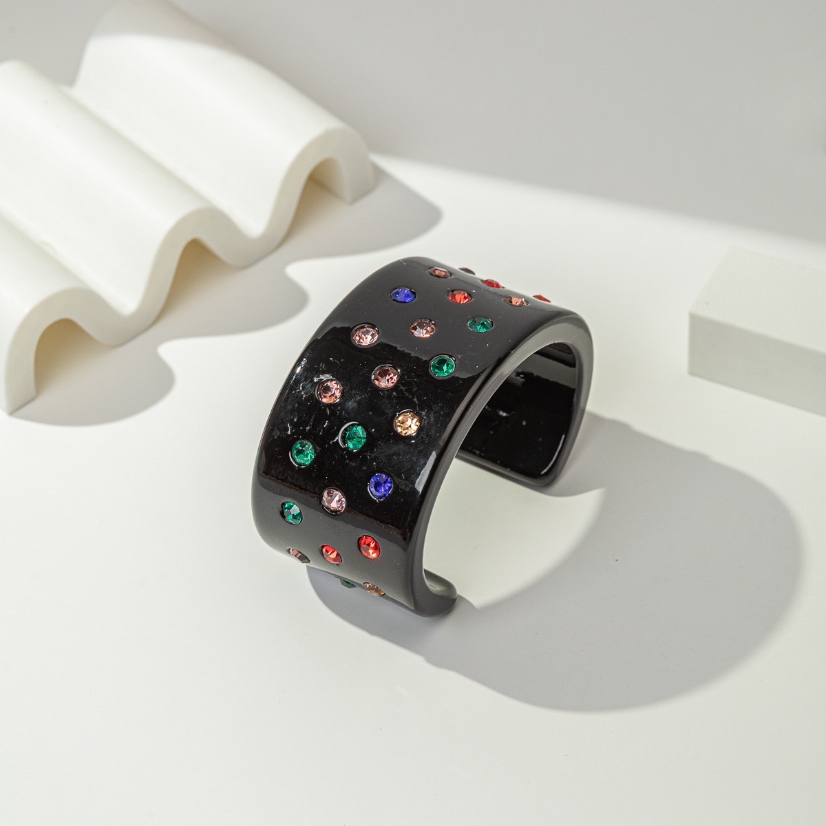 Colorful Crystal Resin Cuff Bracelet