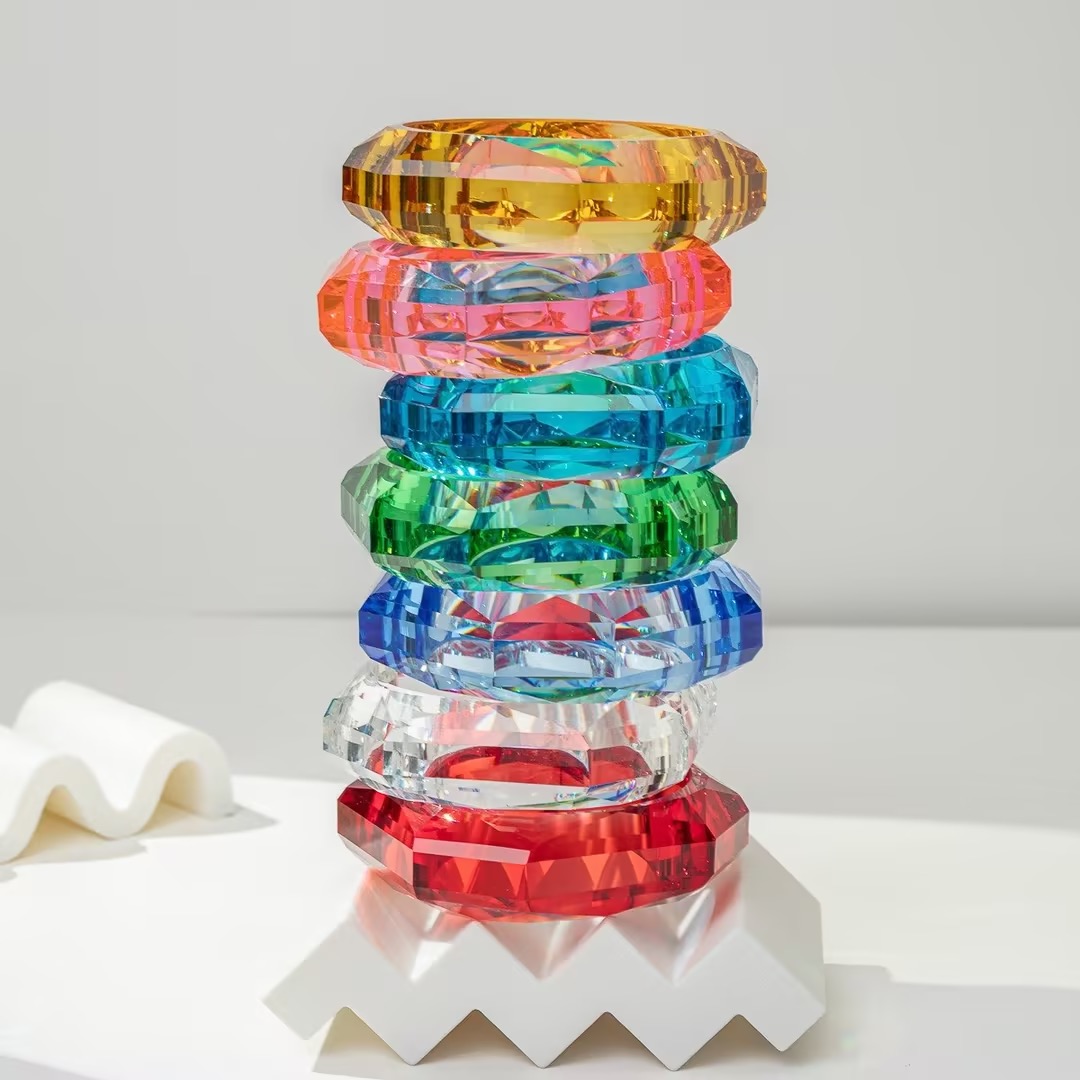 Faceted Crystal Resin Bangle Bracelet