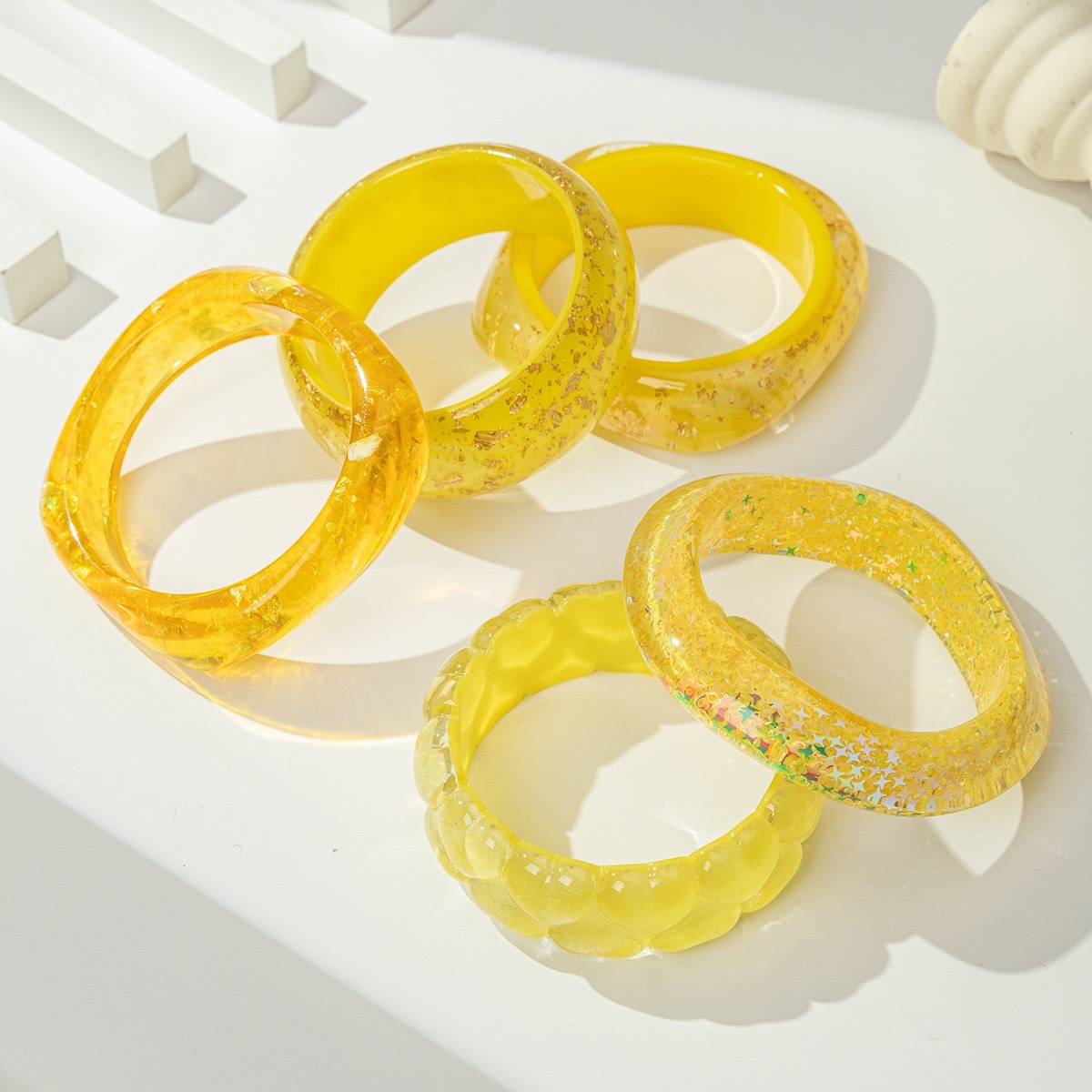 Yellow Resin Bangle Bracelet Collection