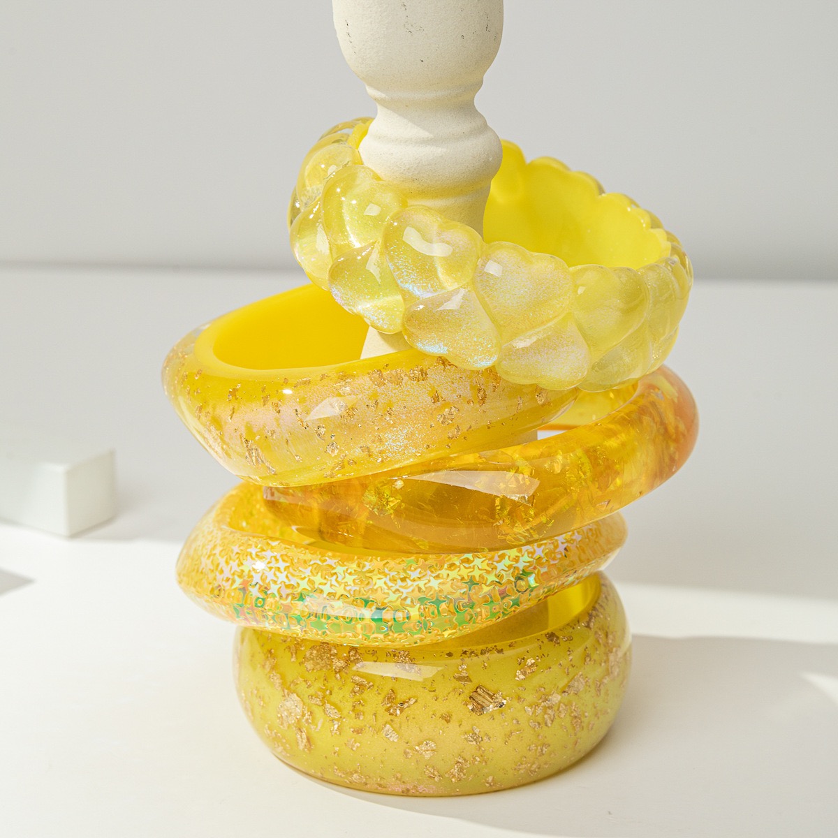 Yellow Resin Bangle Bracelet Collection