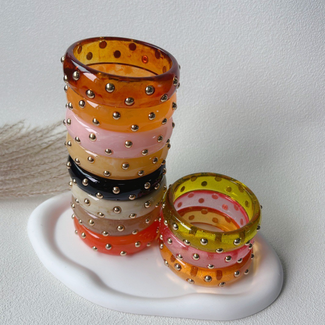 Studded Resin Bangle Bracelet