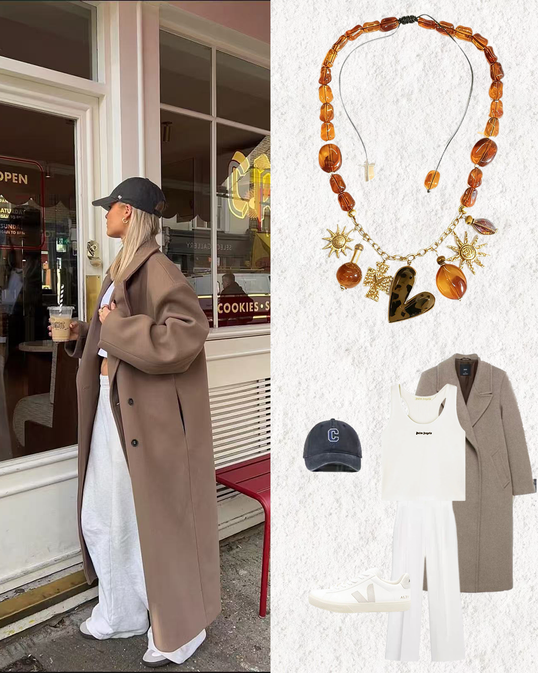 Soft Urban Casual × Vintage Amber Charms