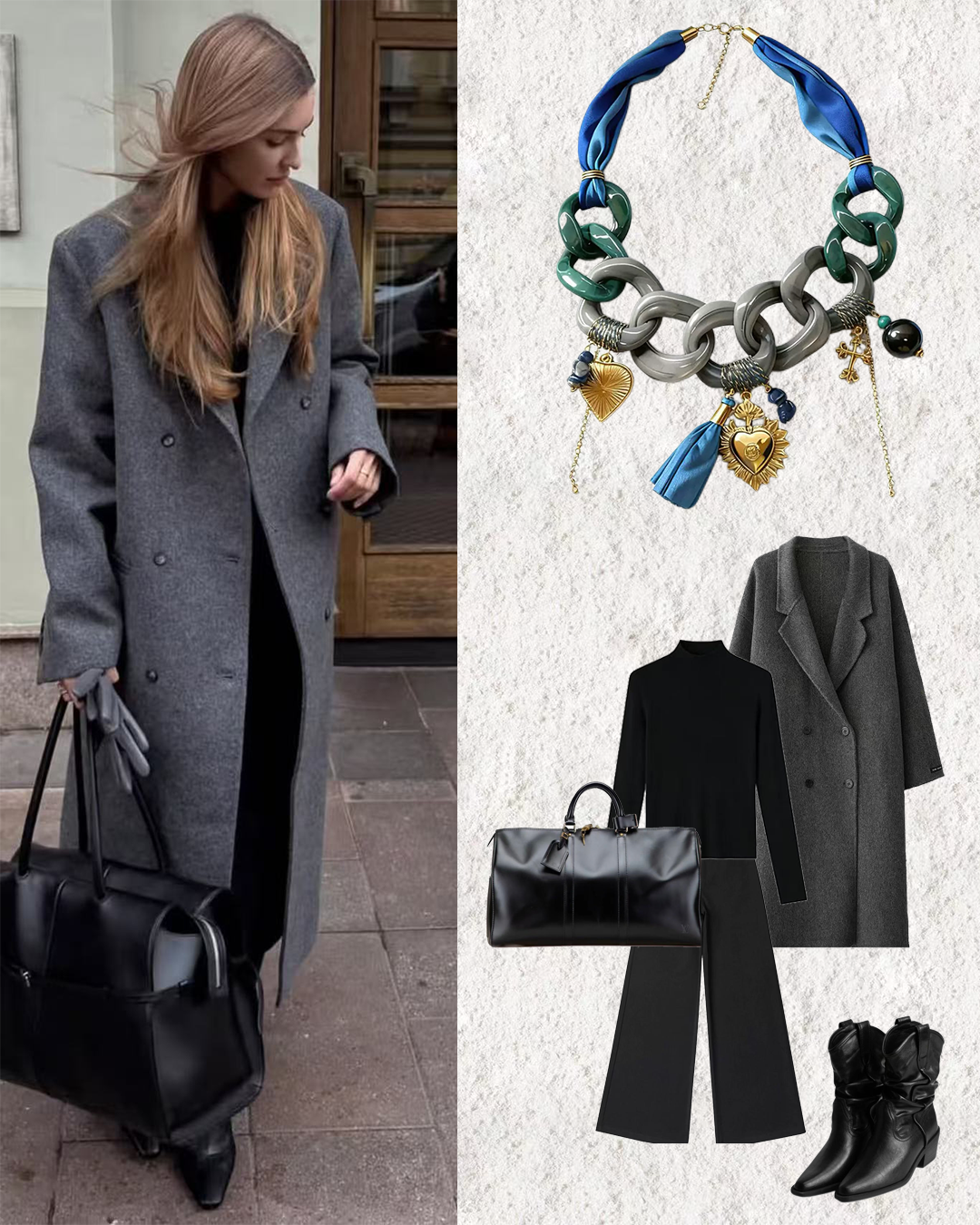 Cold Urban Minimalism × Bold Blue-Green Statement Links