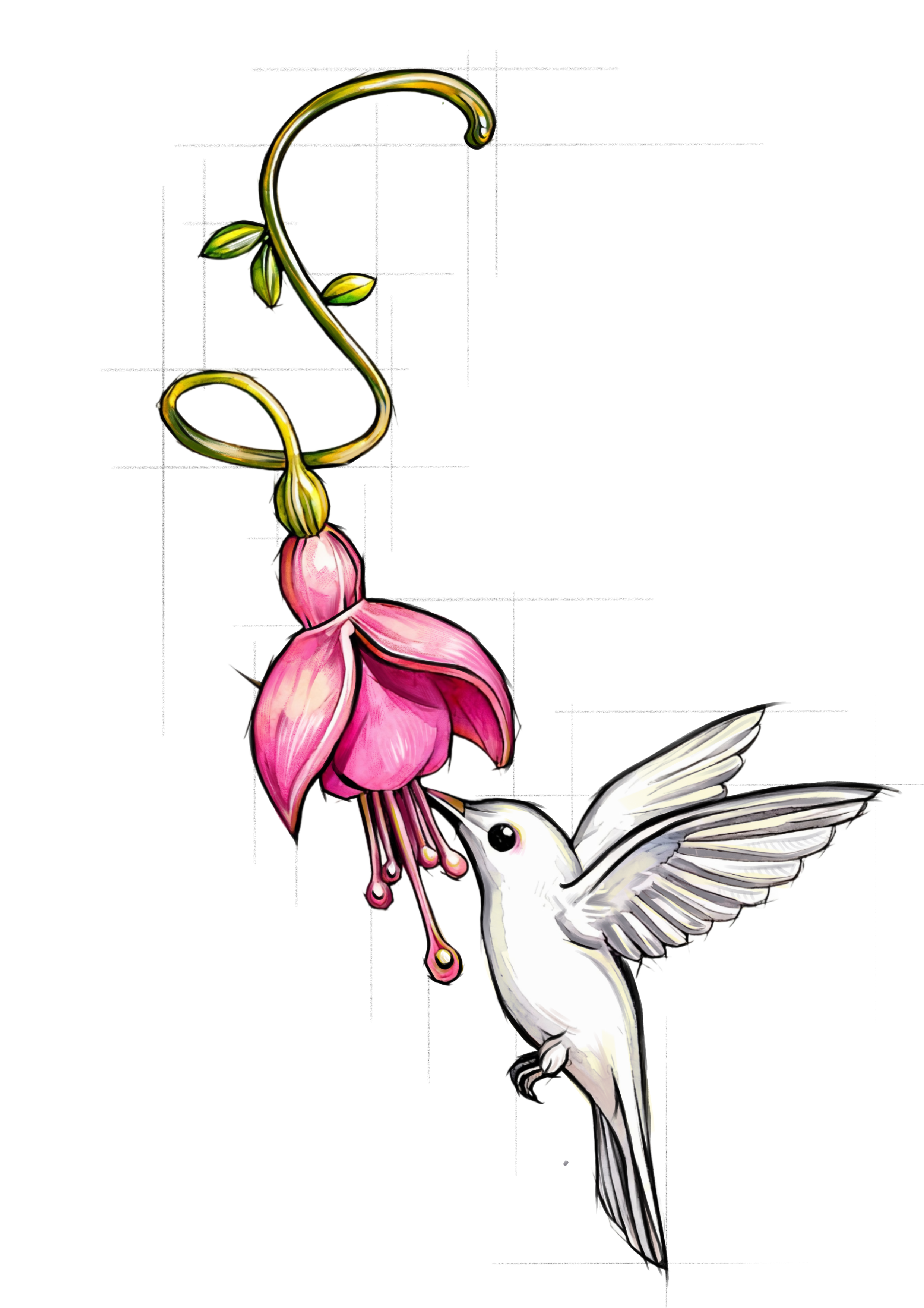 Hummingbird and Flower Earring