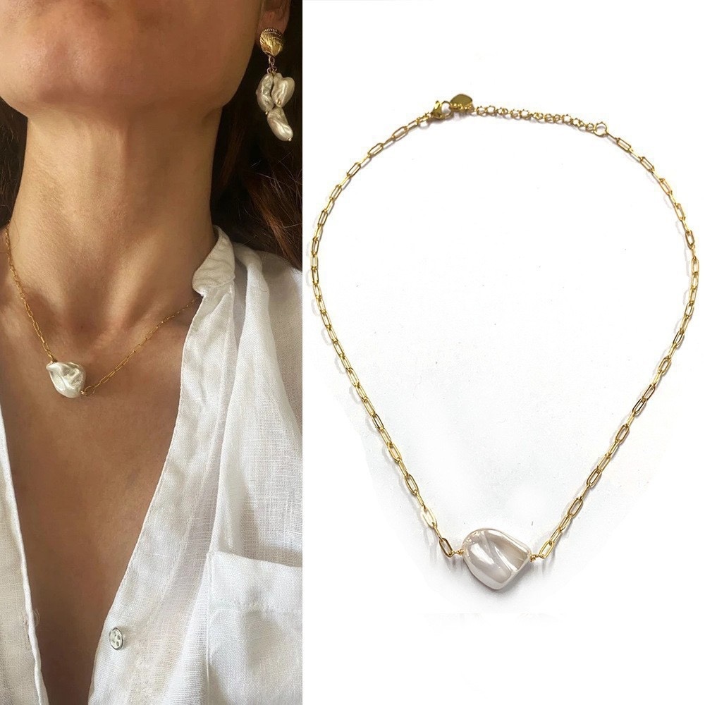 Shell Tide Statement Earring Necklace Bracelet Jewelry Set
