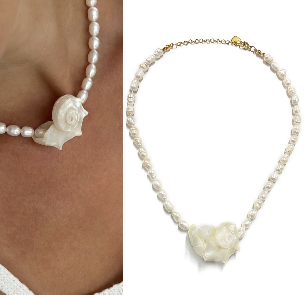 Spiral Shell Pendant Necklace Earring