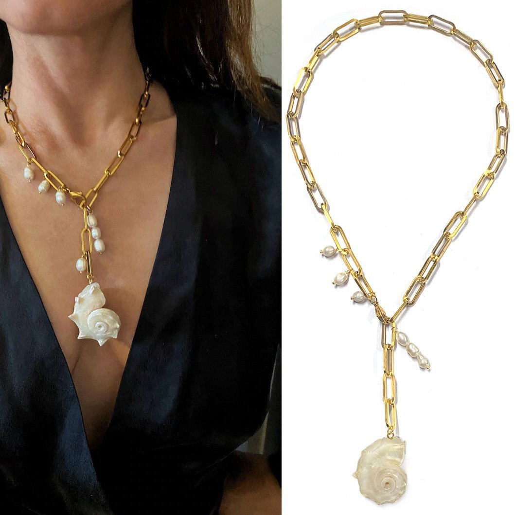 Spiral Shell Pendant Necklace Earring