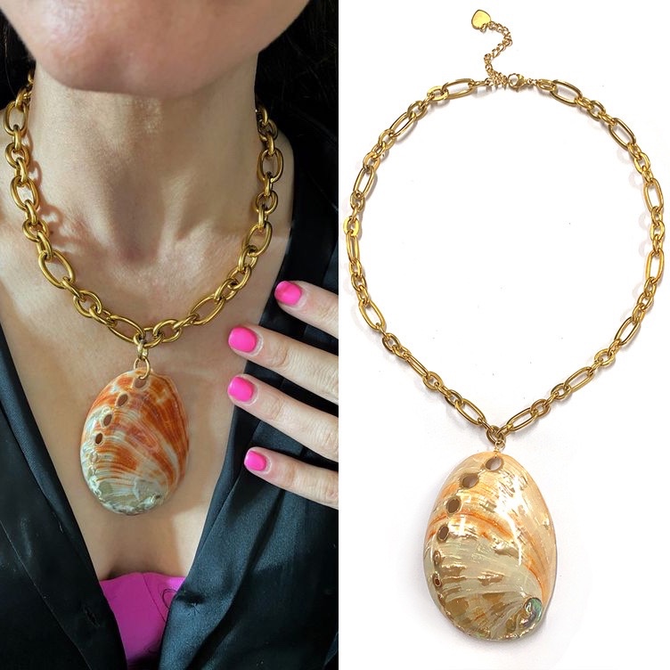 Black Shell Statement Necklace Earring 