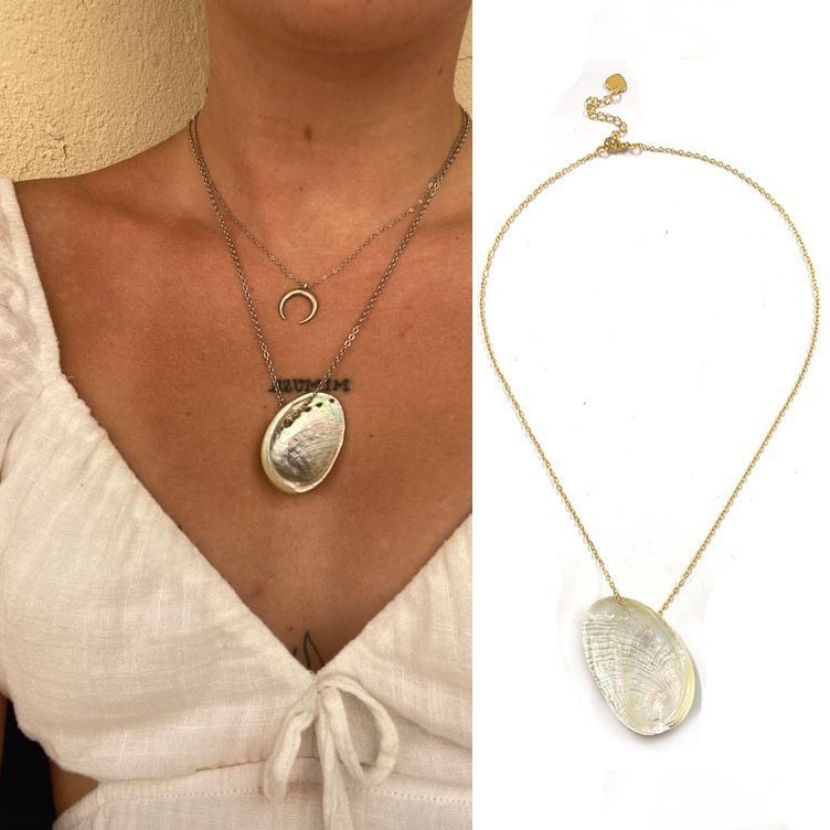Black Shell Statement Necklace Earring 