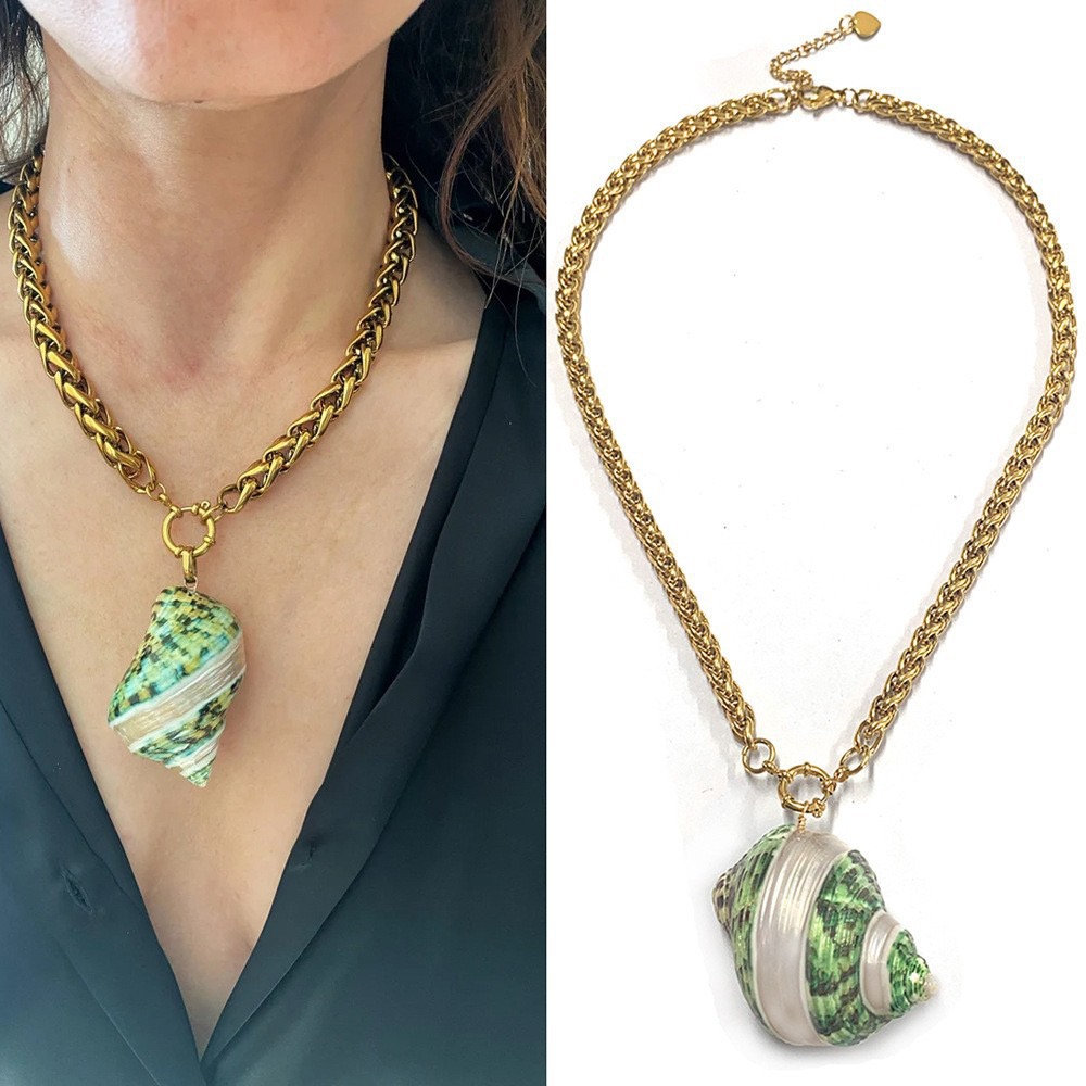 Spiral Shell Beaded Necklace