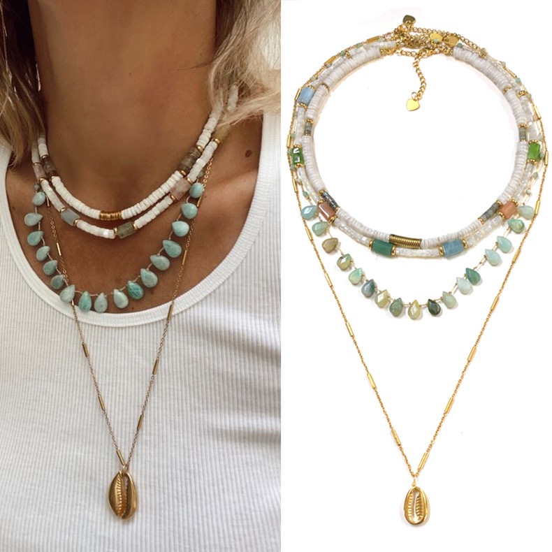 Coastal Dawn Layered Shell Necklace