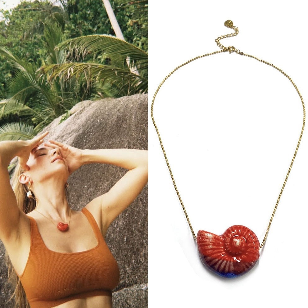Coral Tide Nautilus Necklace