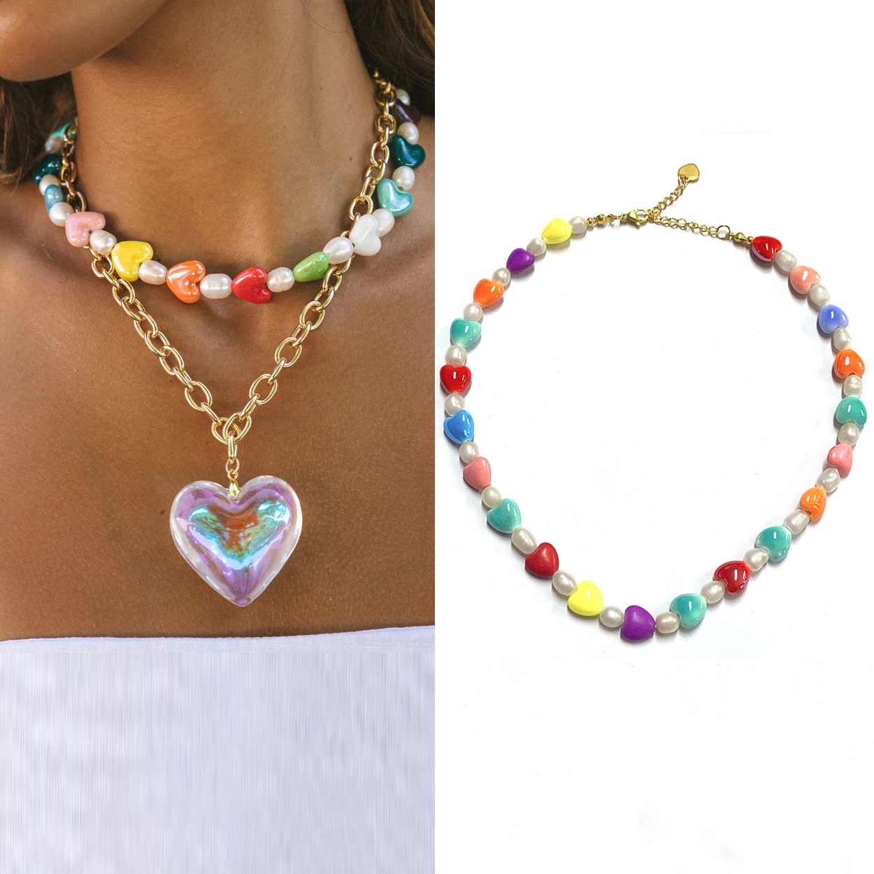 Candy Heart Pearl Necklace