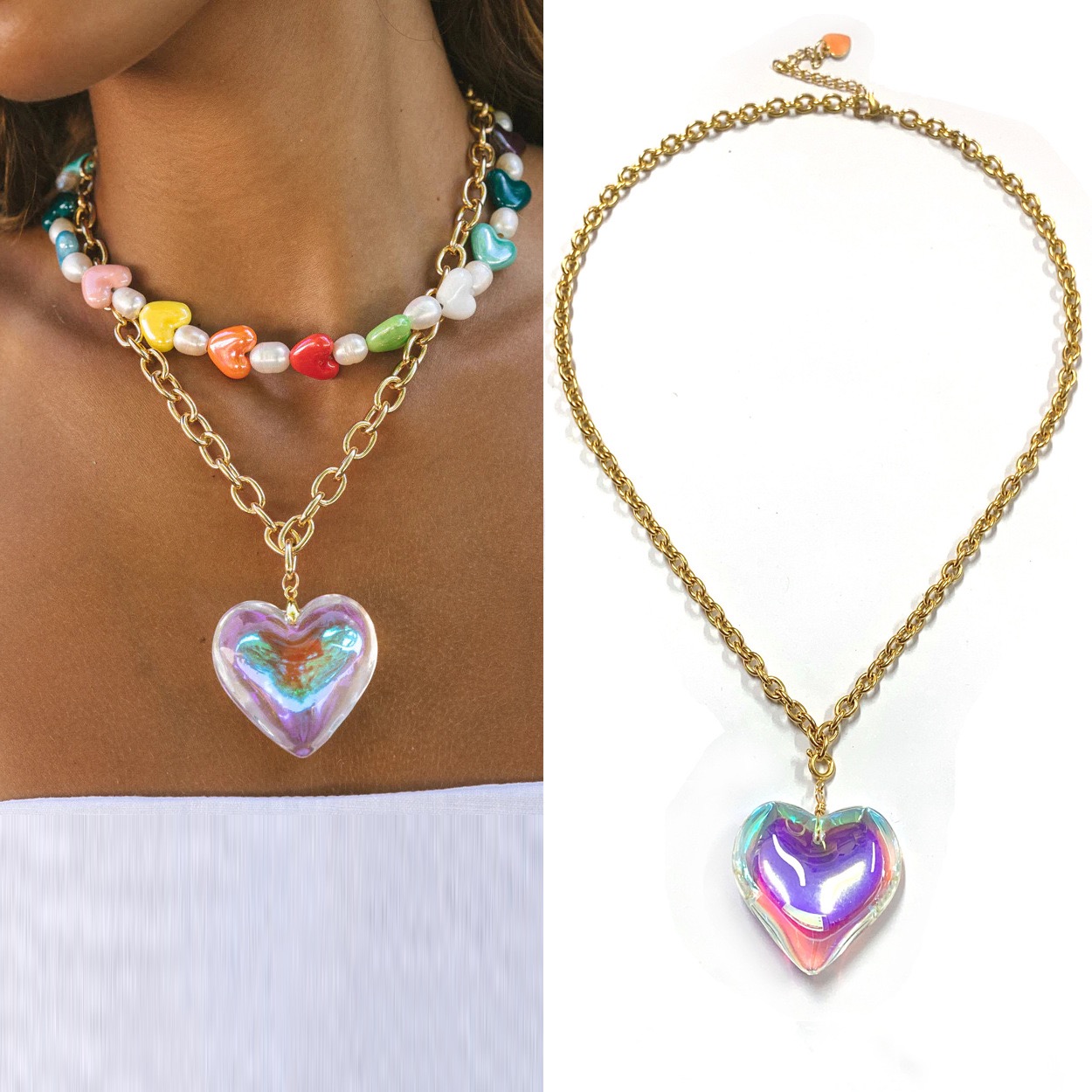 Candy Heart Pearl Necklace
