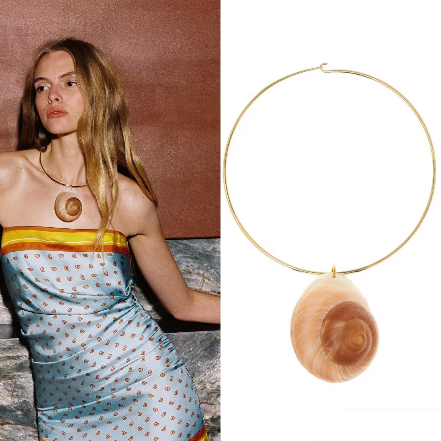 Ocean Spiral Shell Collar Necklace