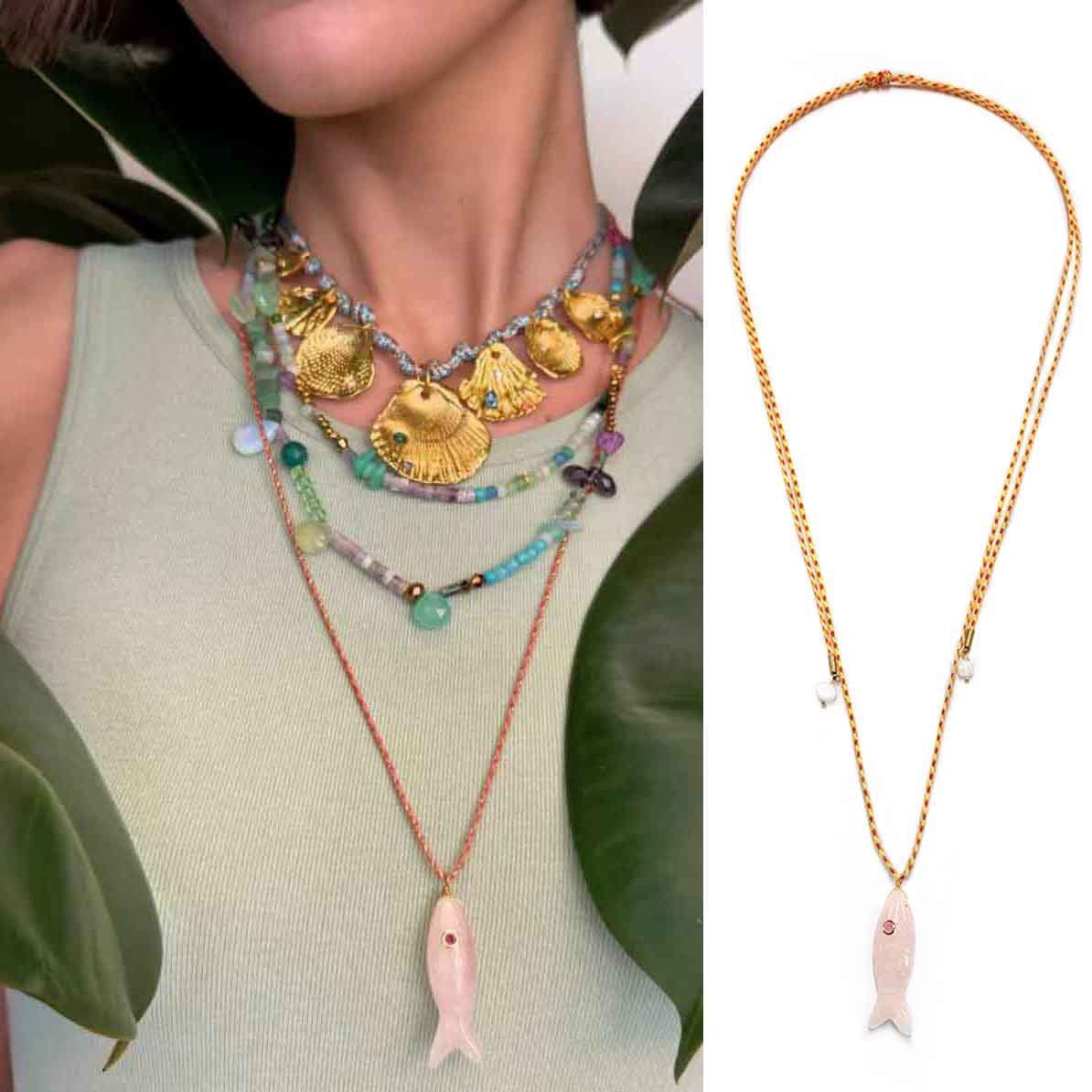 Tropical Coast Layered Fish Necklace