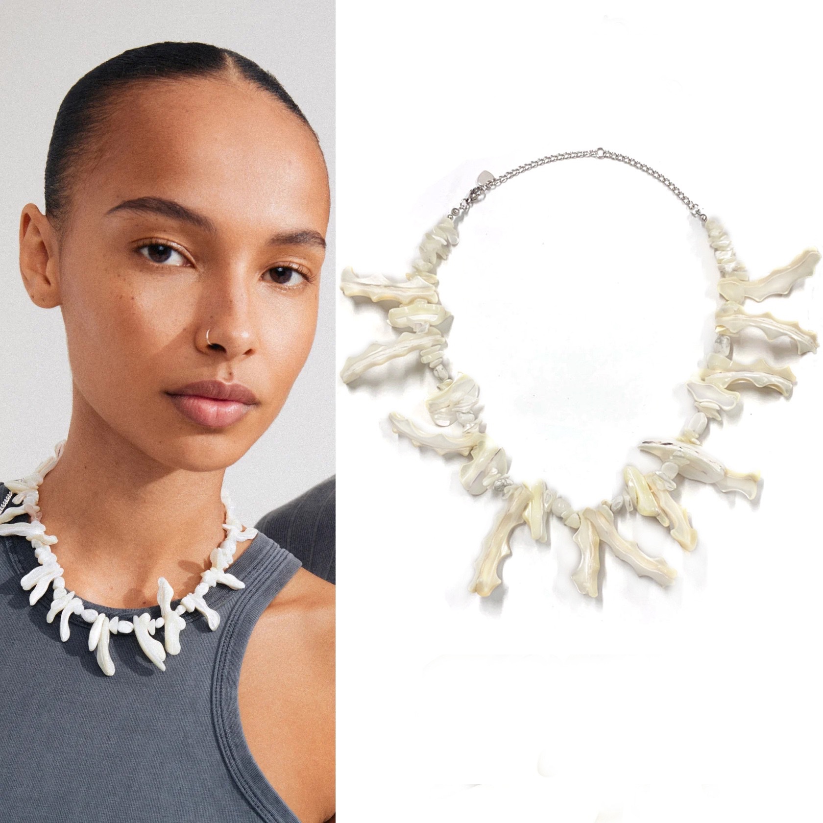 Cream Shell Crystal Necklace