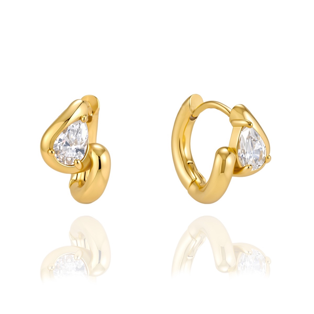 Teardrop Crystal Ear Cuff Hoop Earrings Set