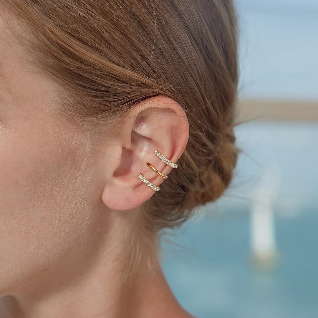 Teardrop Crystal Ear Cuff Hoop Earrings Set