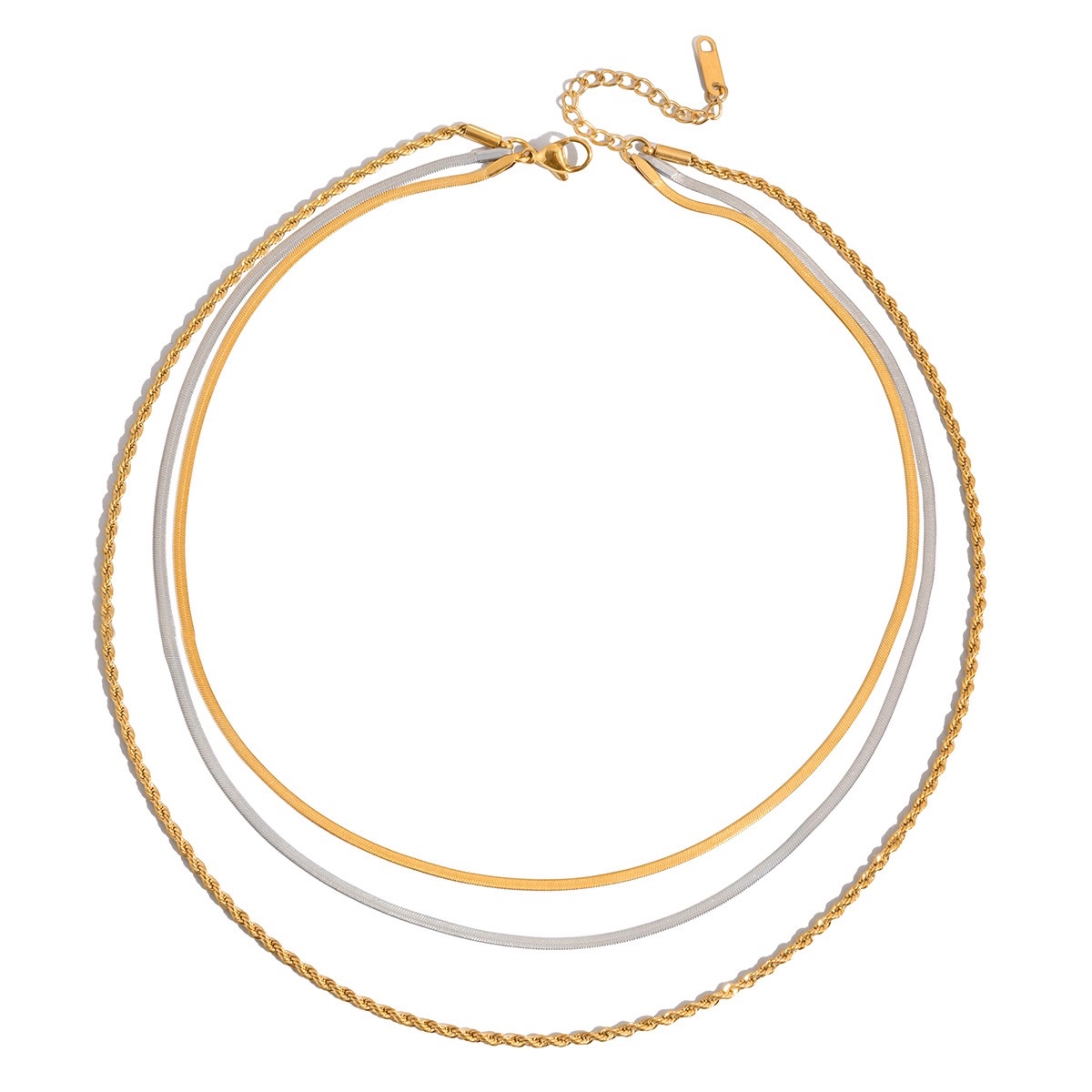 Layered Snake & Rope Chain Necklace Set