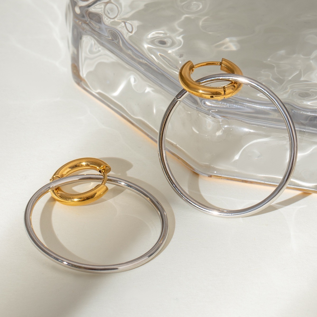 Two-Tone Oversized Hoop Earrings