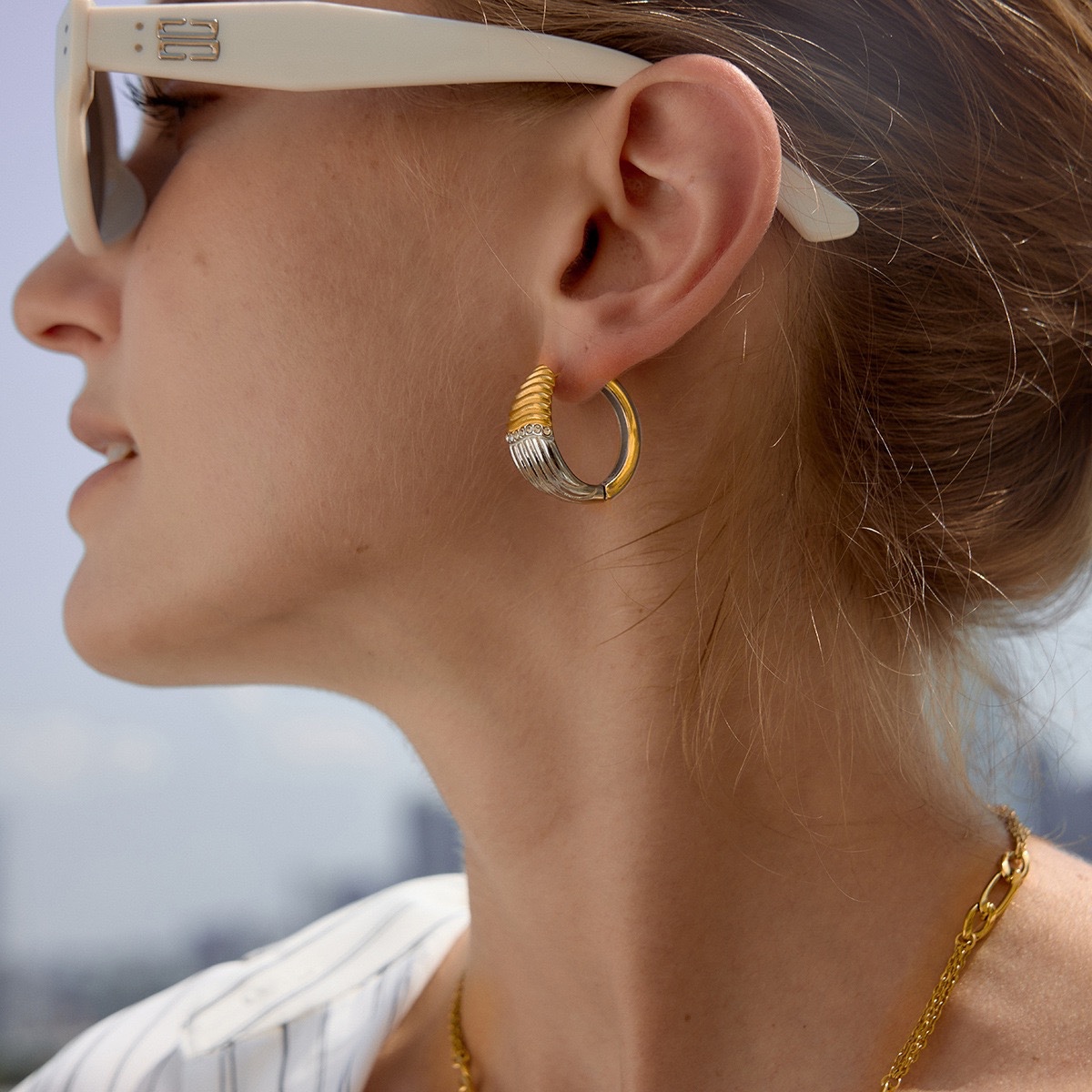 Vintage Two-Tone Hoop Earrings