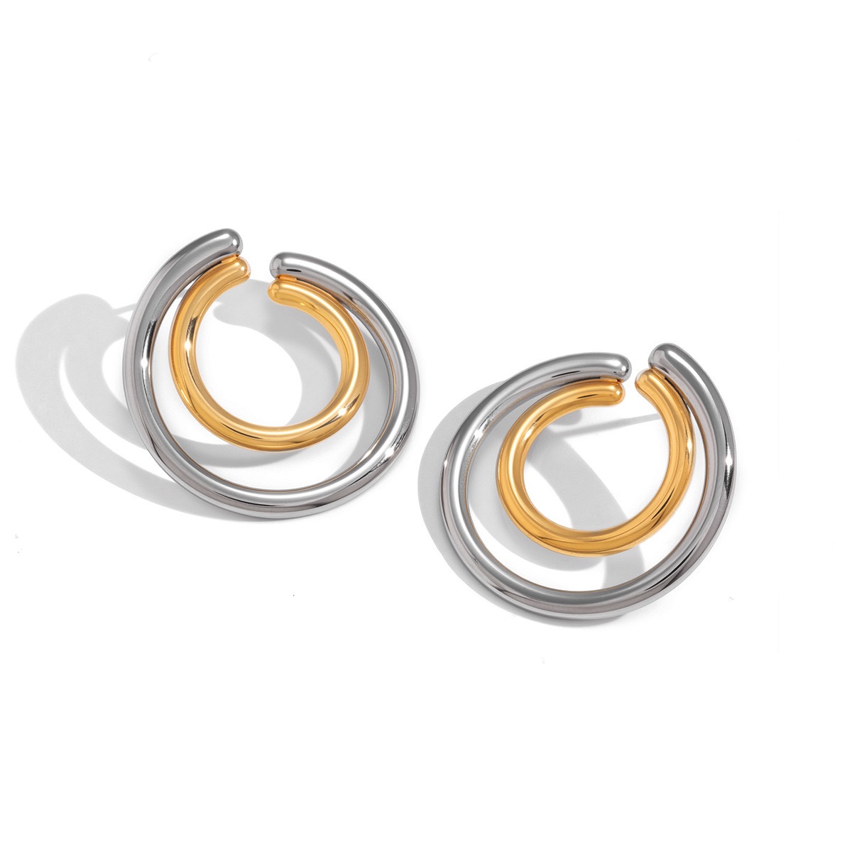 Layered Two-Tone Hoop Earrings