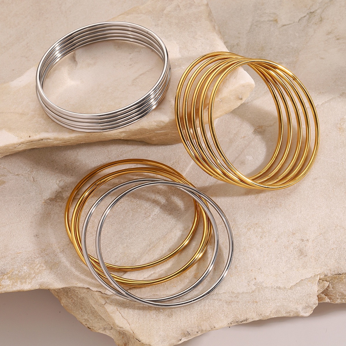 Minimal Stacked Bangle Set