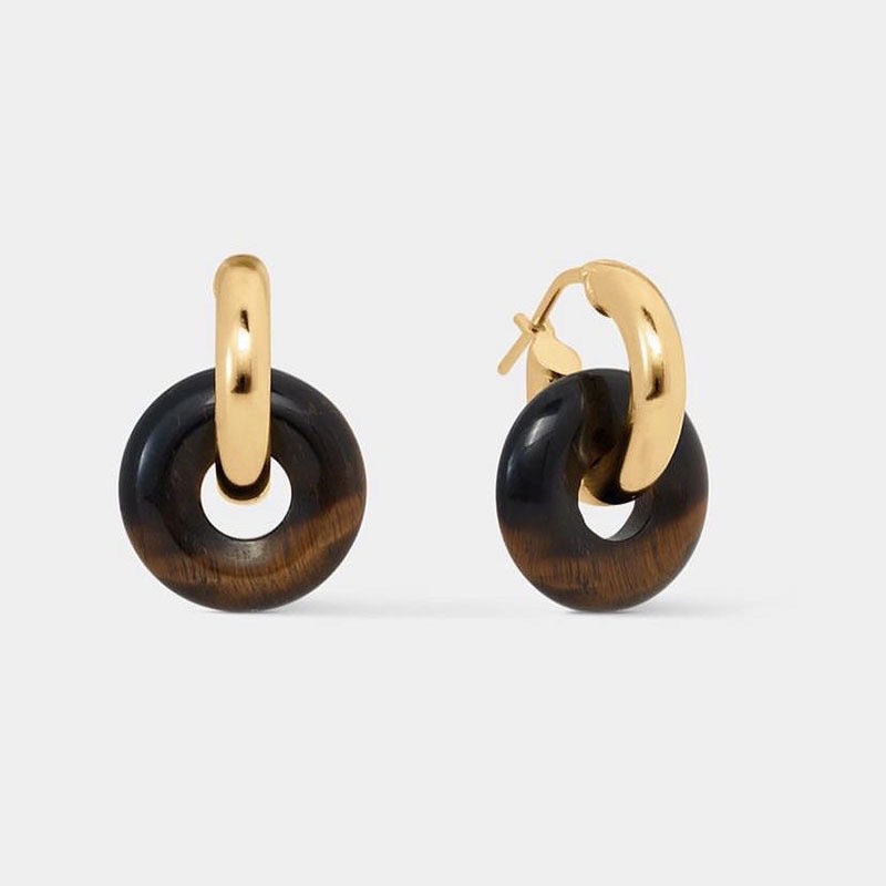 Natural Stone Hoop Earrings
