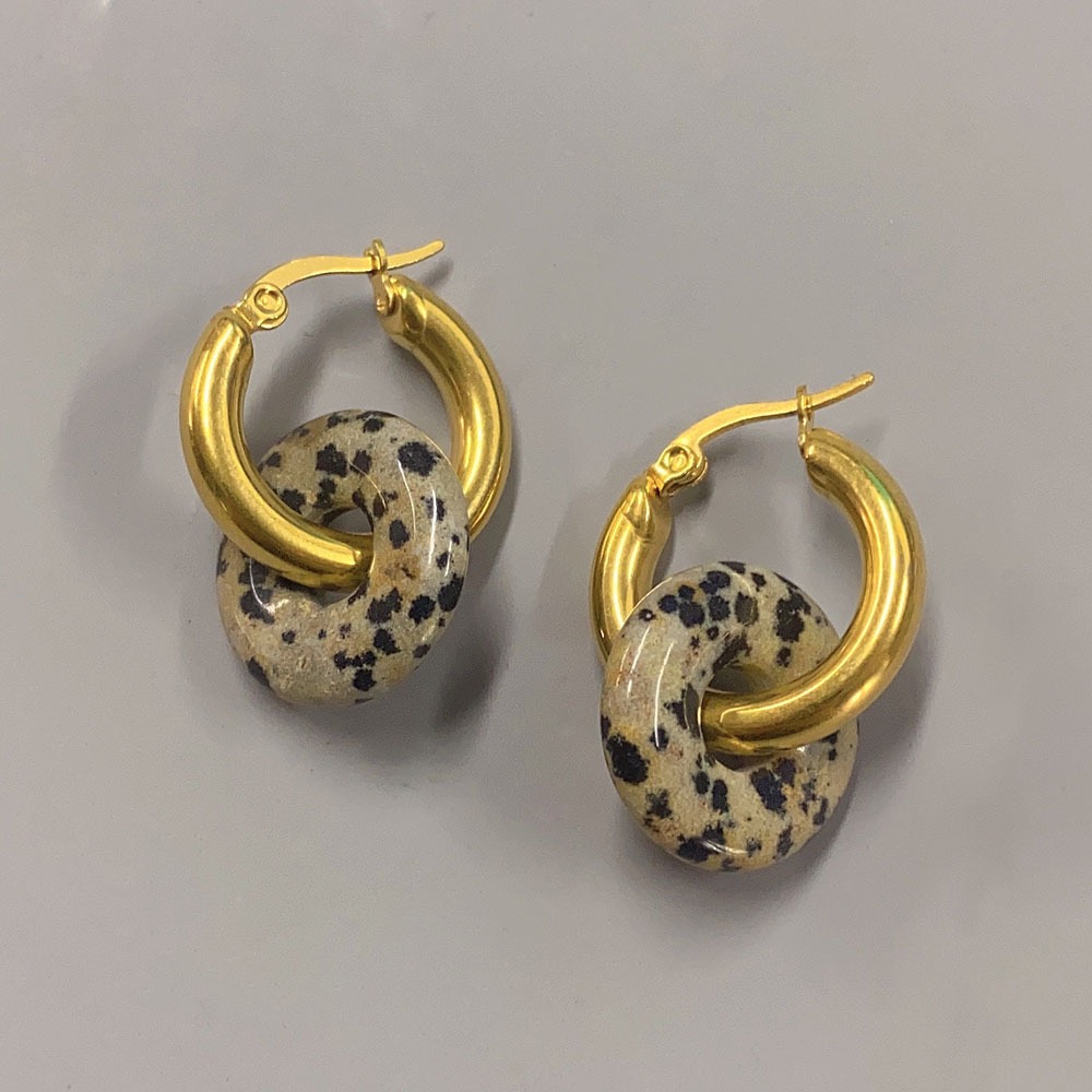 Natural Stone Hoop Earrings
