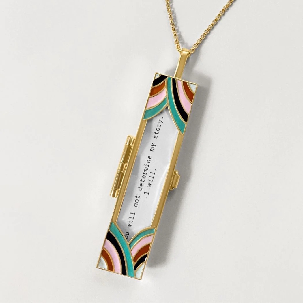 Vintage Enamel Message Box Necklace