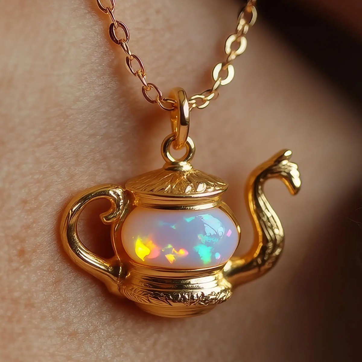 Opal Aladdin Lamp Necklace