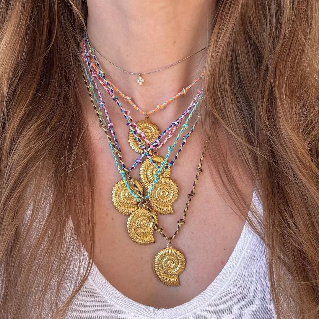 Spiral Shell Rope Necklace
