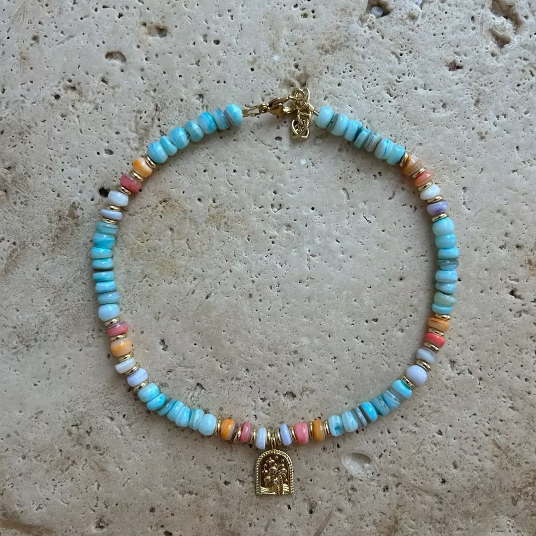 Dopamine Palm Tree Beaded Necklace