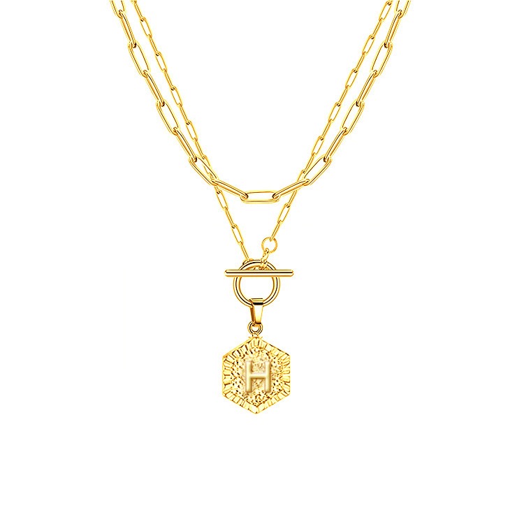 Double Layer Initial Necklace