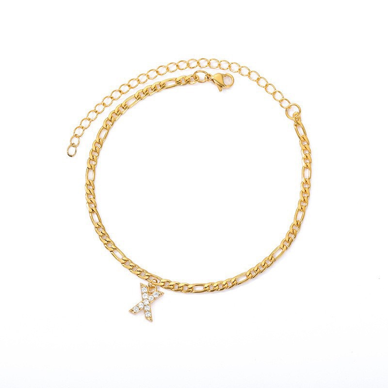 Crystal Initial Chain Bracelet