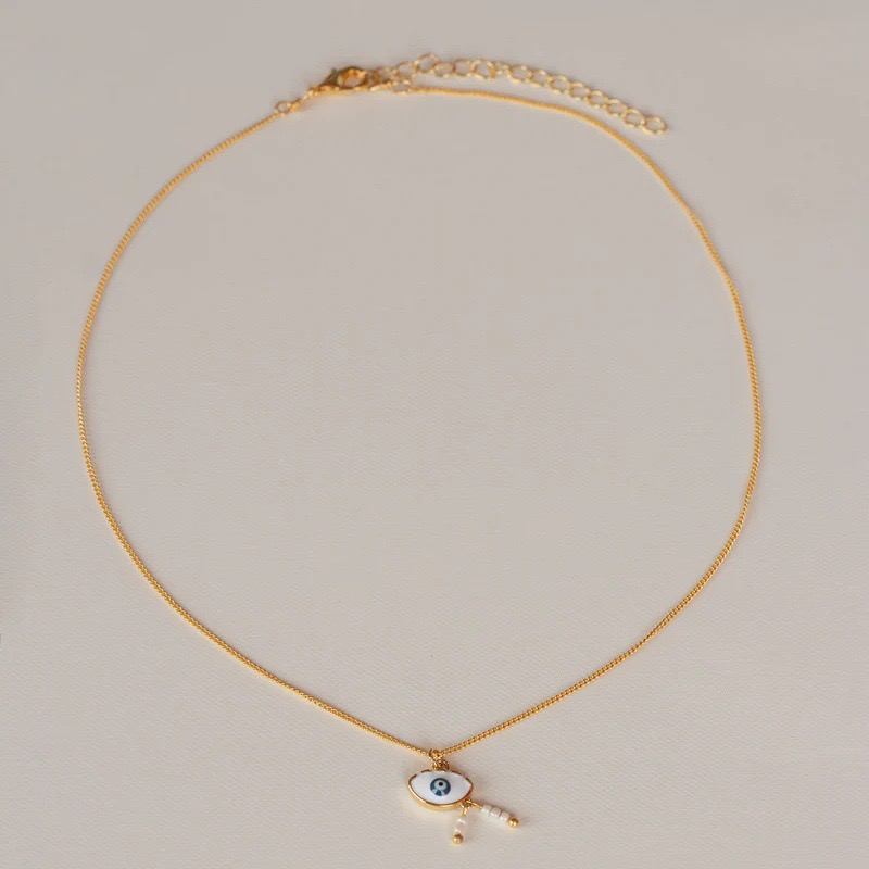 Stainless Steel Evil Eye Beaded Necklace