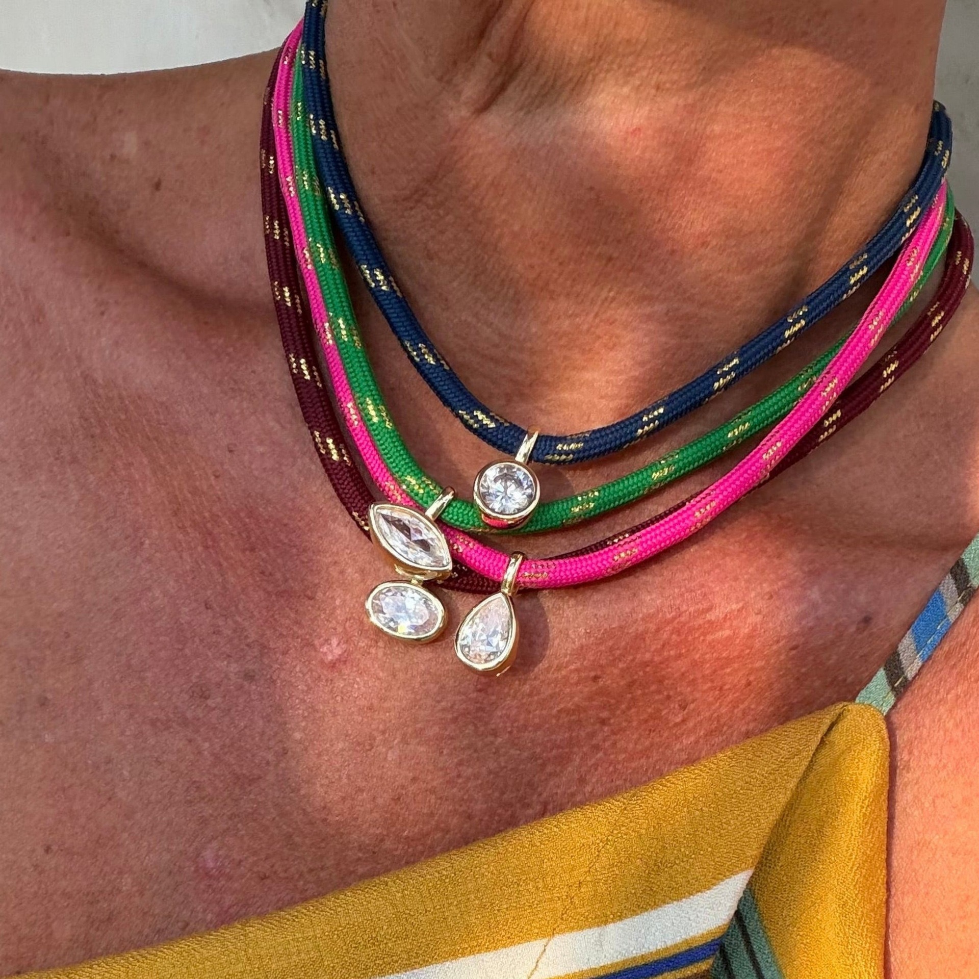 Color Pop Crystal Cord Necklace Collection