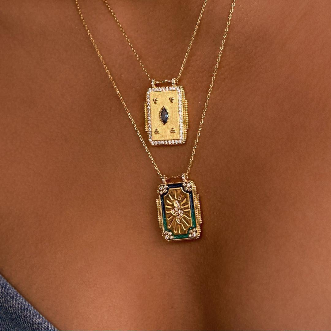Celestial Talisman Enamel Pendant Necklace Collection