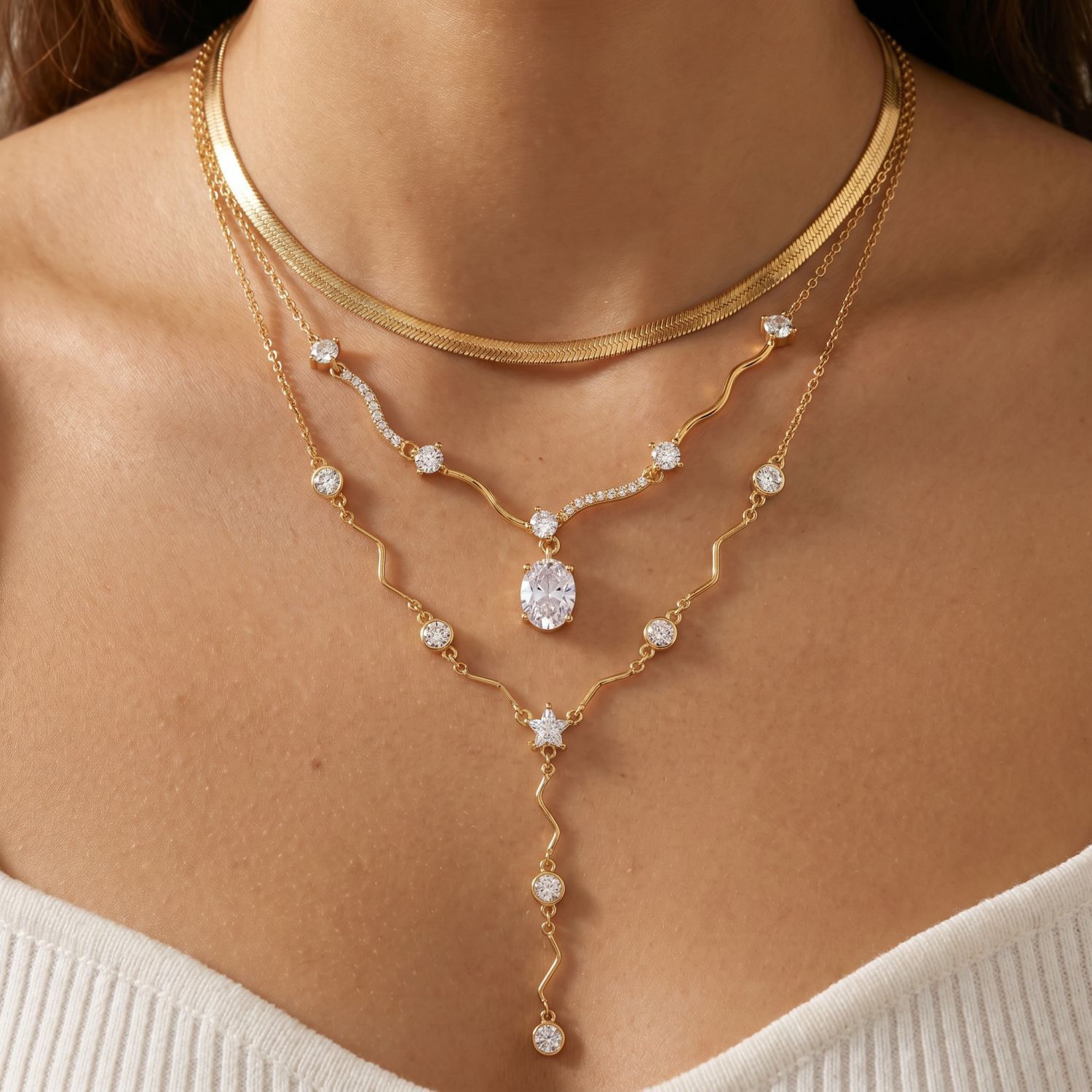Celestial Wave Crystal Y-Necklace Collection