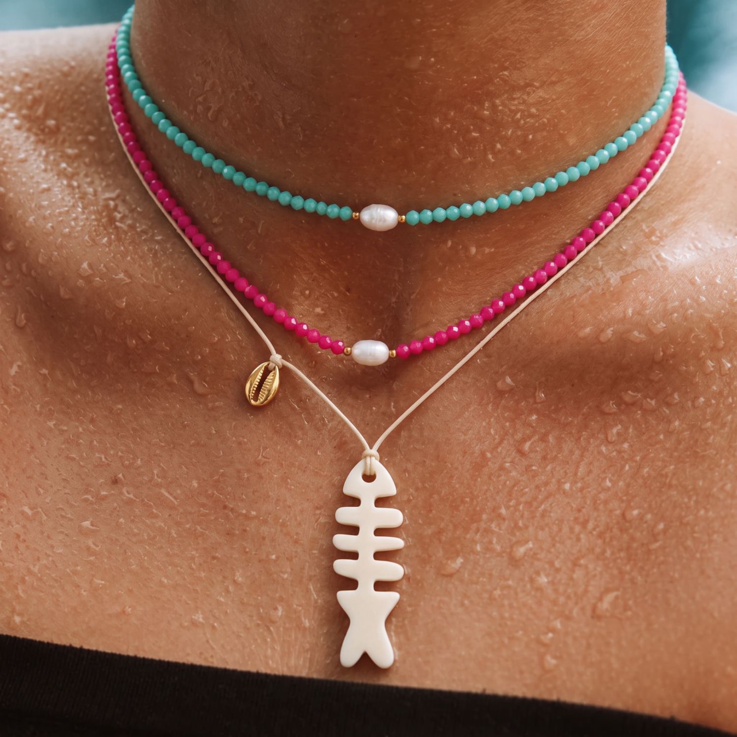 Coastal Pop Pearl & Charm Necklace Collection