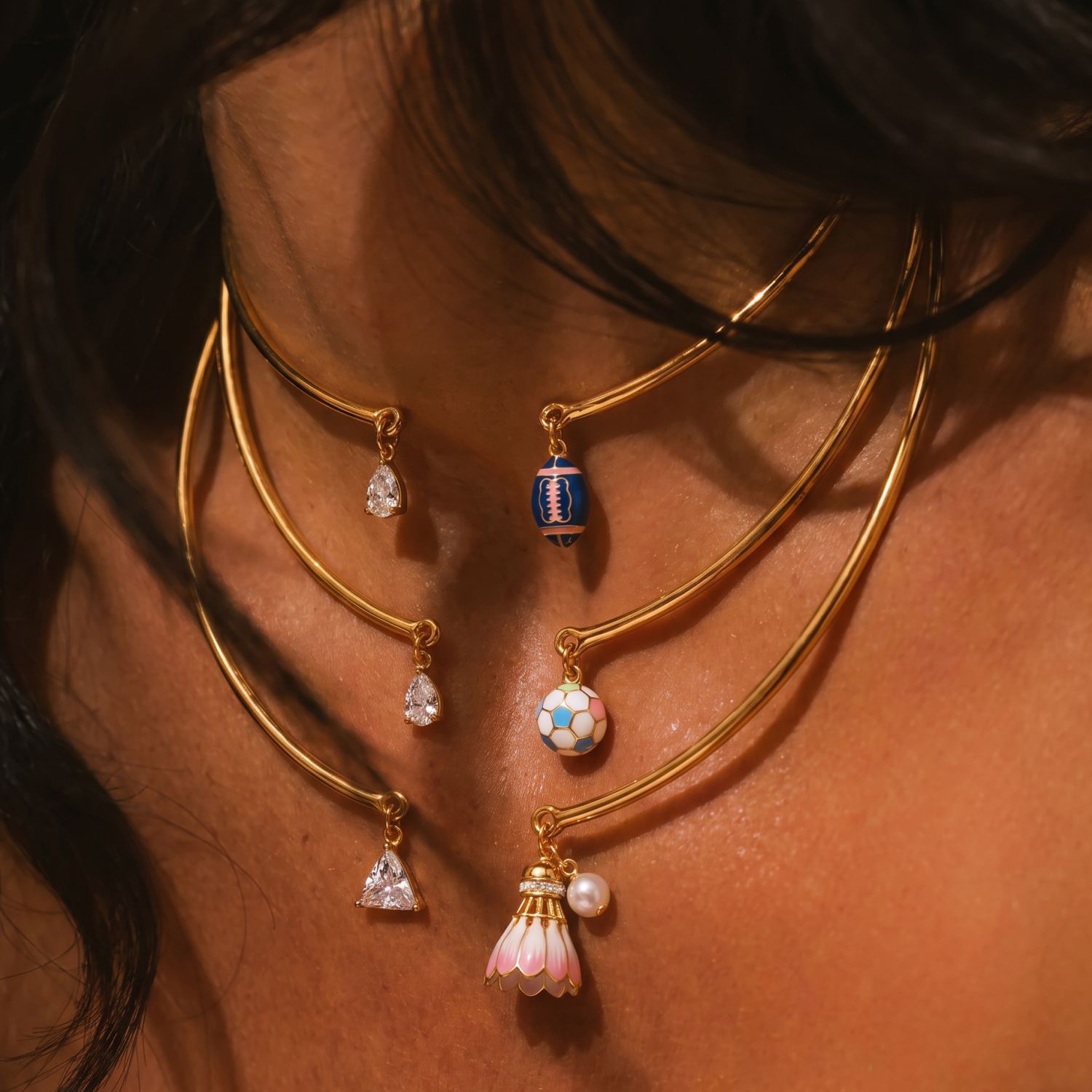 Playful Sports Charm Choker Necklace
