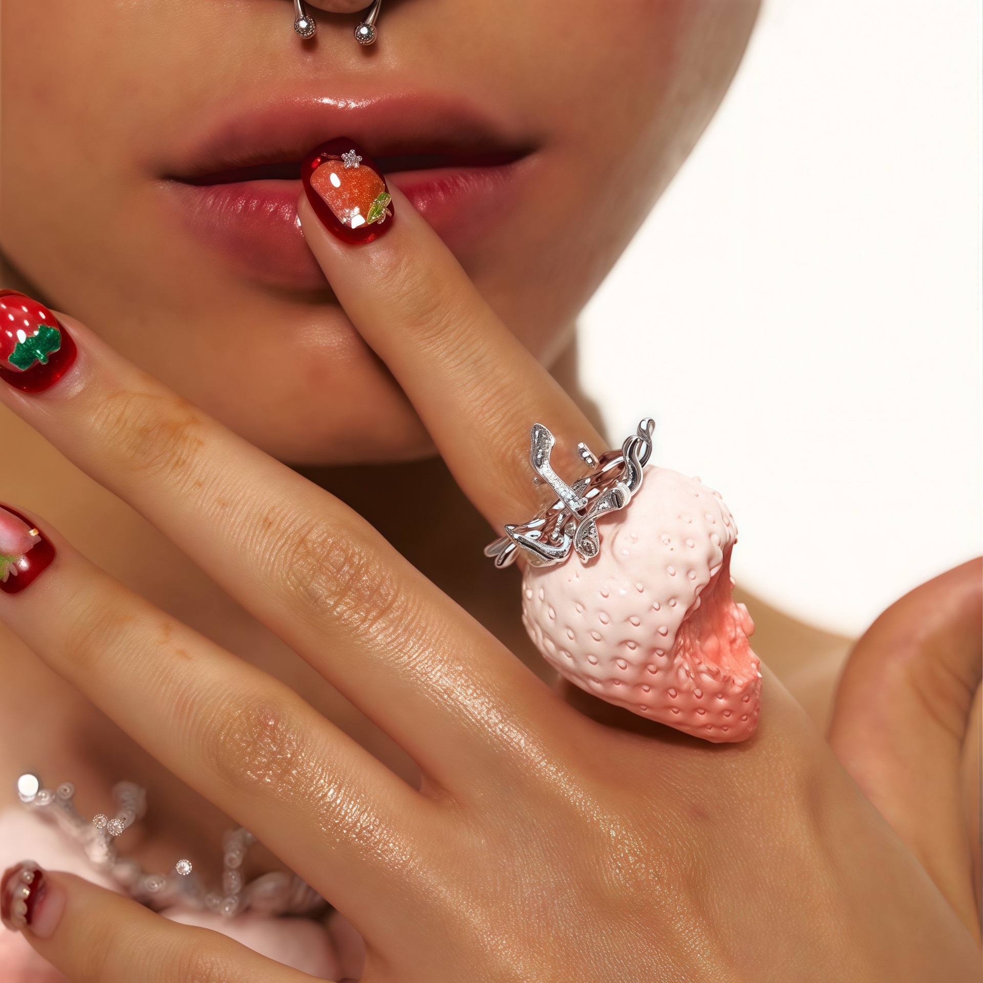 3D Bitten Strawberry Statement Jewelry Collection
