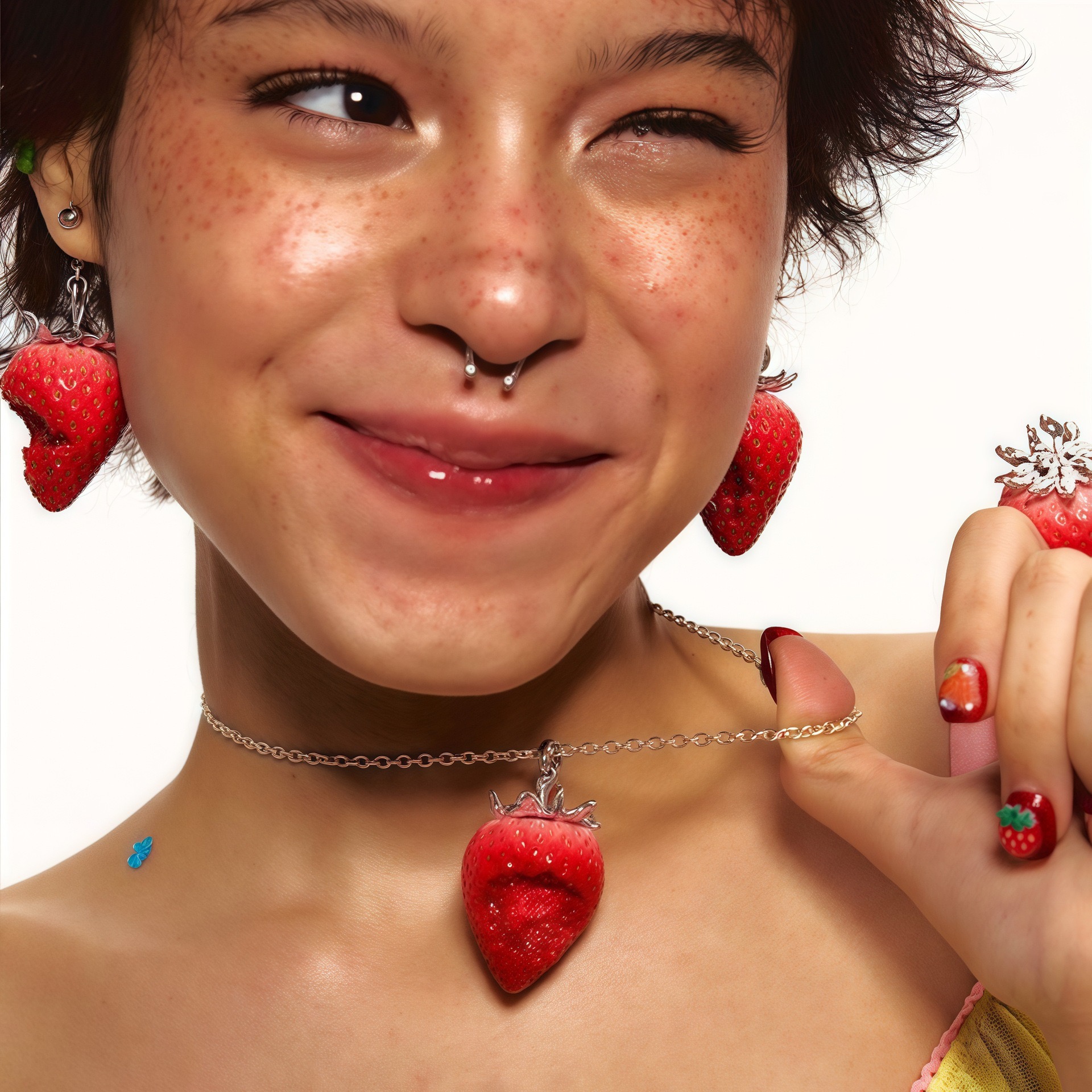 3D Bitten Strawberry Statement Jewelry Collection